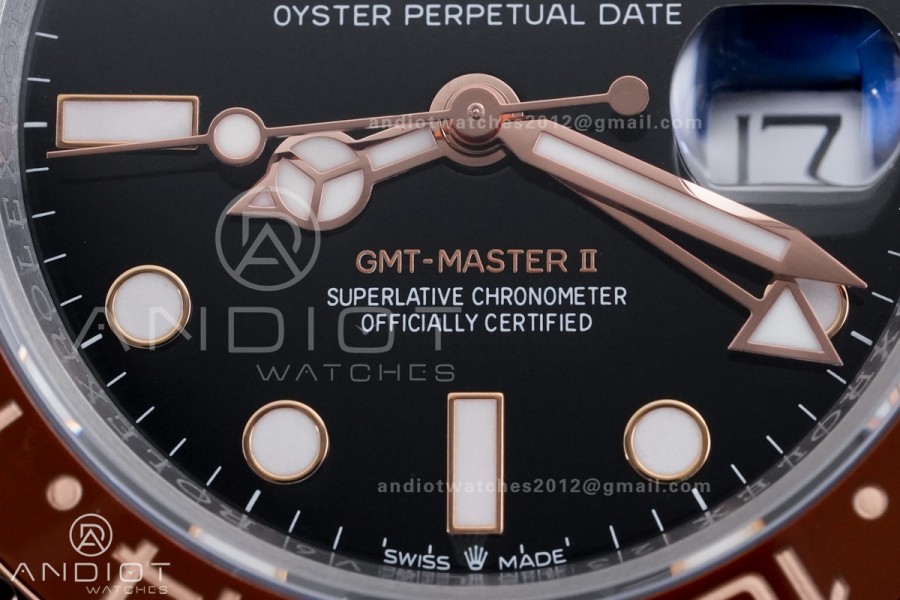 GMT Master II 126711 CHNR 904L SS RCF 1:1 Root Beer Best Edition on SS/RG Bracelet SH3285