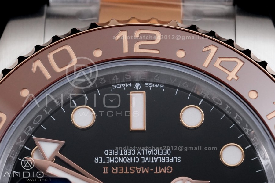 GMT Master II 126711 CHNR 904L SS RCF 1:1 Root Beer Best Edition on SS/RG Bracelet SH3285