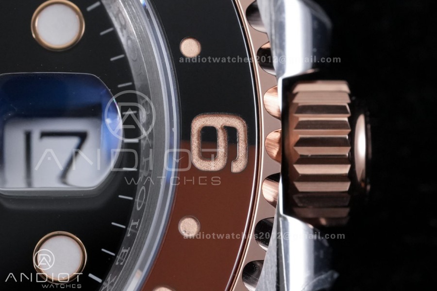GMT Master II 126711 CHNR 904L SS RCF 1:1 Root Beer Best Edition on SS/RG Bracelet SH3285
