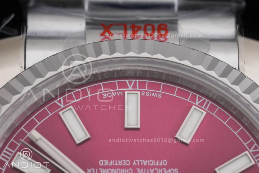 Day Date 128239 Gain Weight QF 1:1 Best Edition Cherry Red Dial Stick Marker On President Bracelet VR3255