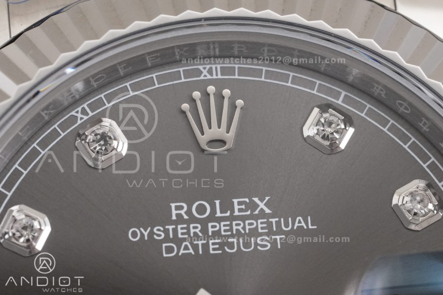 DateJust 41 126334 RCF 1:1 Best Edition 904L Steel Grey Diamonds Dial on Oyster Bracelet RC3235