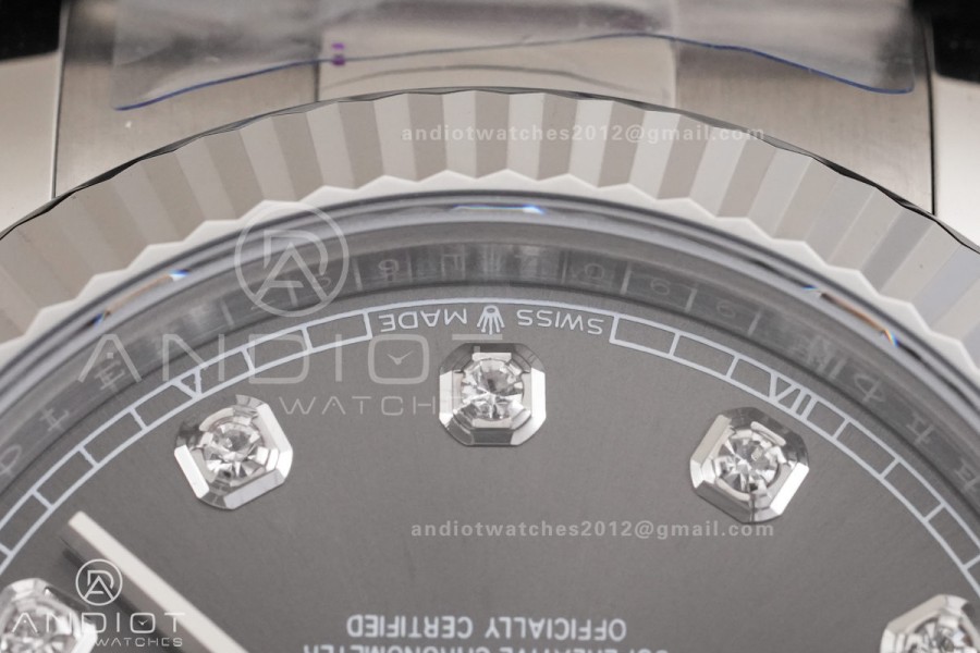DateJust 41 126334 RCF 1:1 Best Edition 904L Steel Grey Diamonds Dial on Oyster Bracelet RC3235