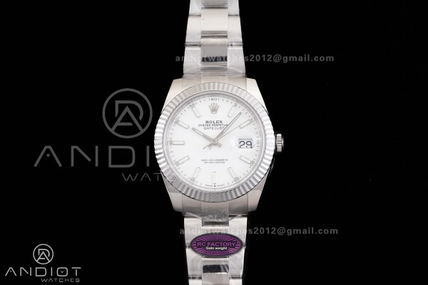 DateJust 41 126334 RCF 1:1 Best Edition 904L Steel White Stick Dial on Oyster Bracelet RC3235