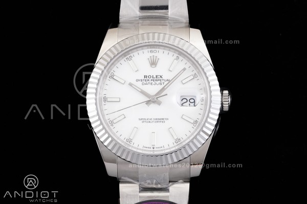DateJust 41 126334 RCF 1:1 Best Edition 904L Steel White Stick Dial on Oyster Bracelet RC3235