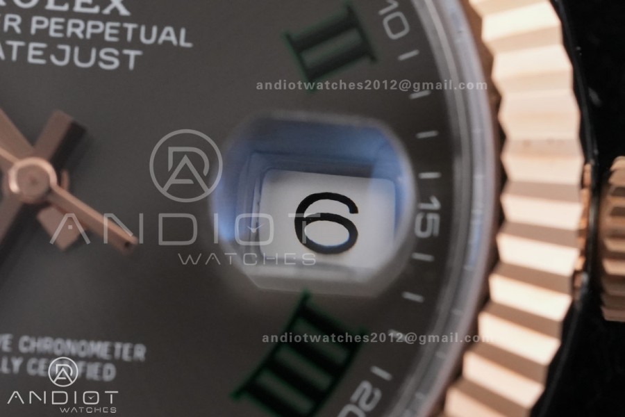DateJust 41 126331 SS/RG RCF 1:1 Best Edition 904L Steel Gray Dial Green Roman on SS/RG Jubilee Bracelet RC3235