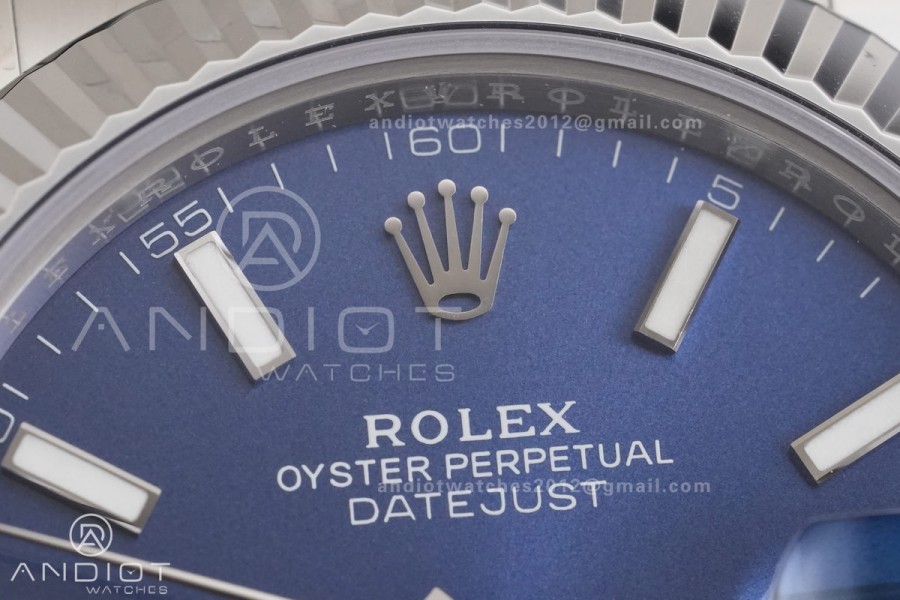 DateJust 41 126334 RCF 1:1 Best Edition 904L Steel Blue Stick Dial on Oyster Bracelet RC3235