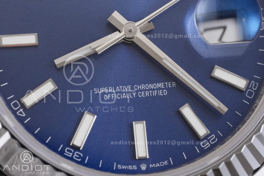 DateJust 41 126334 RCF 1:1 Best Edition 904L Steel Blue Stick Dial on Oyster Bracelet RC3235