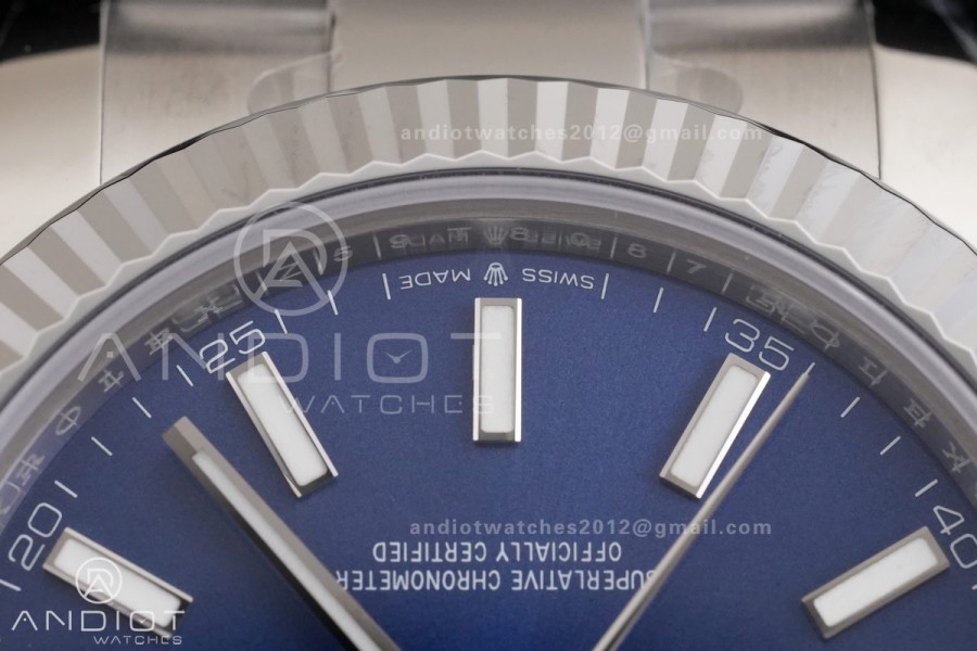 DateJust 41 126334 RCF 1:1 Best Edition 904L Steel Blue Stick Dial on Oyster Bracelet RC3235