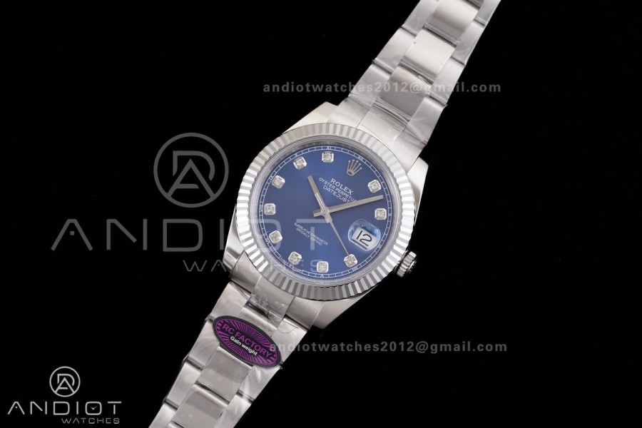 DateJust 41 126334 RCF 1:1 Best Edition 904L Steel Blue Diamonds Dial on Oyster Bracelet RC3235
