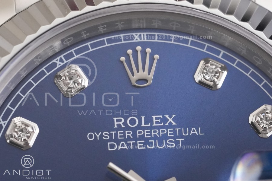 DateJust 41 126334 RCF 1:1 Best Edition 904L Steel Blue Diamonds Dial on Oyster Bracelet RC3235