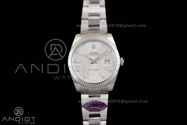 DateJust 41 126334 RCF 1:1 Best Edition 904L Steel Slive Stick Dial on Oyster Bracelet RC3235