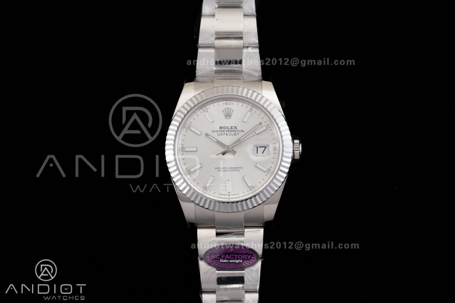DateJust 41 126334 RCF 1:1 Best Edition 904L Steel Slive Stick Dial on Oyster Bracelet RC3235