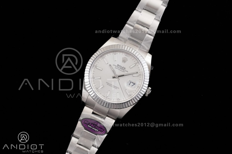 DateJust 41 126334 RCF 1:1 Best Edition 904L Steel Slive Stick Dial on Oyster Bracelet RC3235