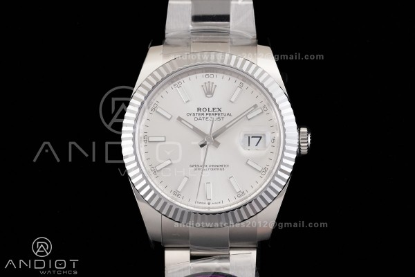 DateJust 41 126334 RCF 1:1 Best Edition 904L Steel Slive Stick Dial on Oyster Bracelet RC3235