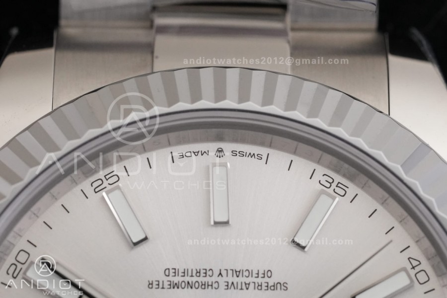 DateJust 41 126334 RCF 1:1 Best Edition 904L Steel Slive Stick Dial on Oyster Bracelet RC3235