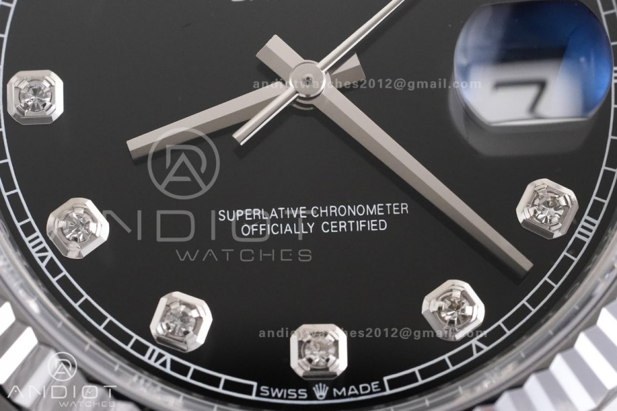 DateJust 41 126334 RCF 1:1 Best Edition 904L Steel Black Diamonds Dial on Oyster Bracelet RC3235
