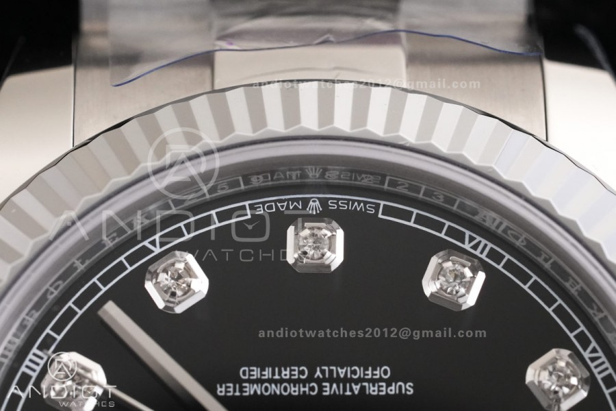 DateJust 41 126334 RCF 1:1 Best Edition 904L Steel Black Diamonds Dial on Oyster Bracelet RC3235