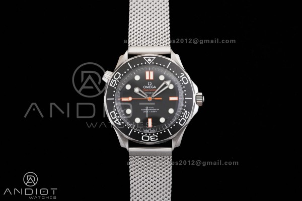 Seamaster 300M Diver SS VSF 1:1 Best Edition Black/Orange Dial on SS Mesh Bracelet VS8806 Super Clone