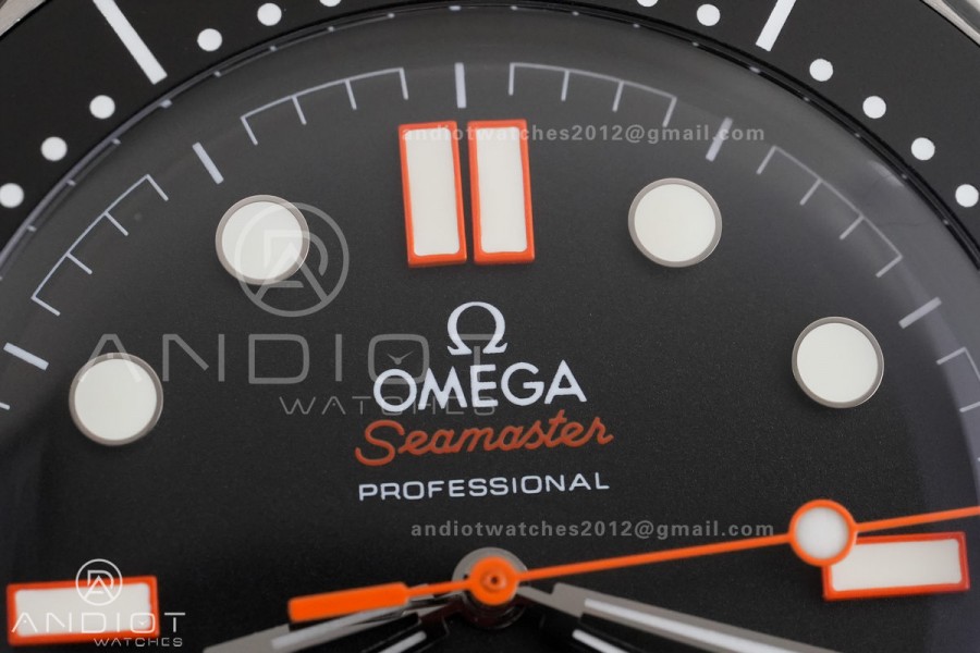 Seamaster 300M Diver SS VSF 1:1 Best Edition Black/Orange Dial on SS Mesh Bracelet VS8806 Super Clone