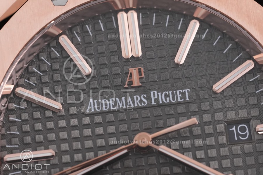 Royal Oak 41mm 15400 RG APSF 1:1 Best Edition Grey Textured Dial on RG Bracelet SA3120 Super Clone V3