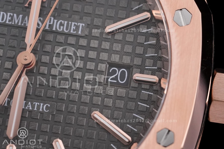 Royal Oak 41mm 15400 RG APSF 1:1 Best Edition Grey Textured Dial on RG Bracelet SA3120 Super Clone V3