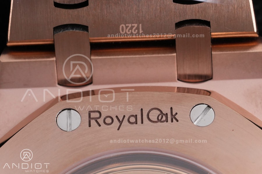 Royal Oak 41mm 15400 RG APSF 1:1 Best Edition White Textured Dial on RG Bracelet SA3120 Super Clone V3