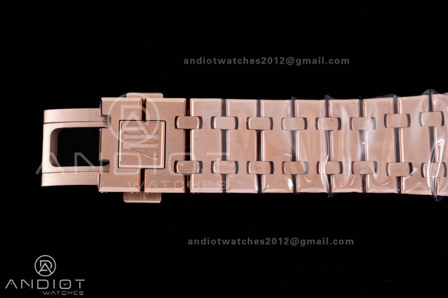 Royal Oak 41mm 15400 RG APSF 1:1 Best Edition White Textured Dial on RG Bracelet SA3120 Super Clone V3