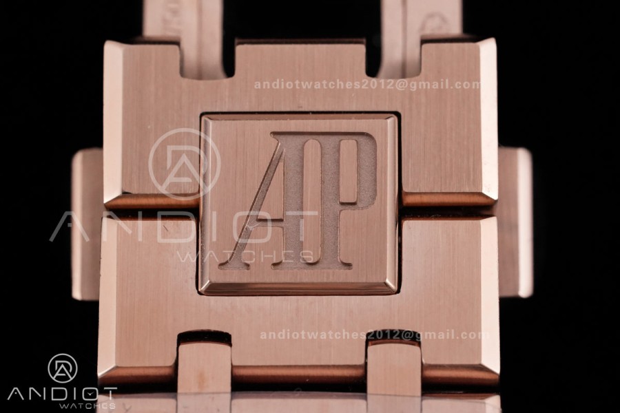 Royal Oak 41mm 15400 RG APSF 1:1 Best Edition White Textured Dial on RG Bracelet SA3120 Super Clone V3