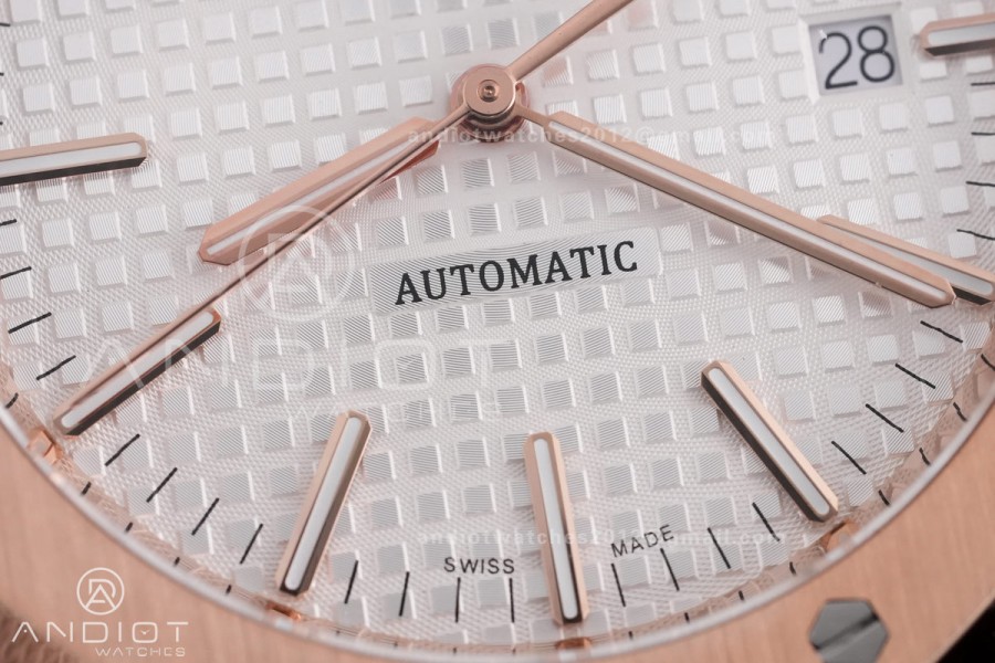 Royal Oak 41mm 15400 RG APSF 1:1 Best Edition White Textured Dial on RG Bracelet SA3120 Super Clone V3
