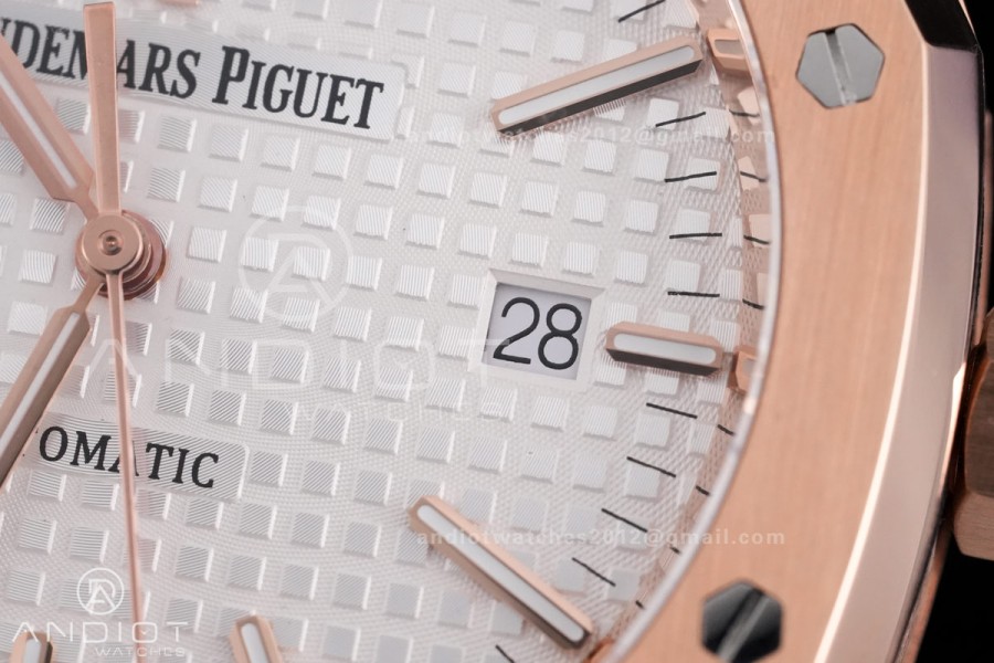 Royal Oak 41mm 15400 RG APSF 1:1 Best Edition White Textured Dial on RG Bracelet SA3120 Super Clone V3