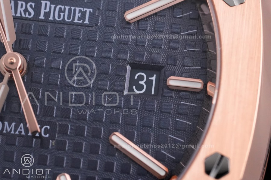 Royal Oak 41mm 15400 RG APSF 1:1 Best Edition Blue Textured Dial on RG Bracelet SA3120 Super Clone V3