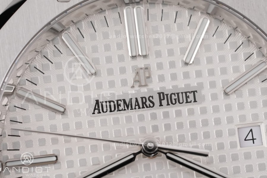 Royal Oak 41mm 15400 SS APSF 1:1 Best Edition White Textured Dial on SS Bracelet SA3120 Super Clone V3