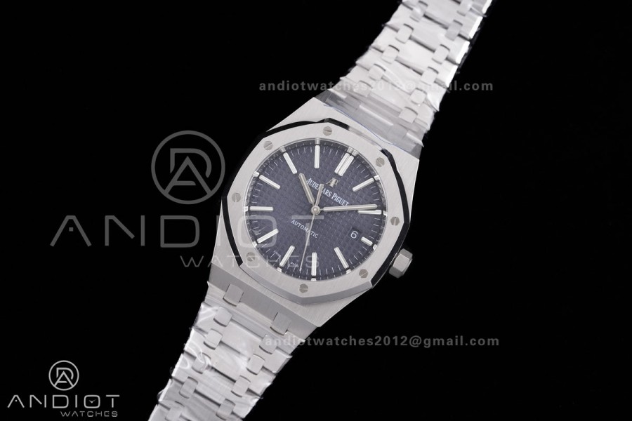 Royal Oak 41mm 15400 SS APSF 1:1 Best Edition Blue Textured Dial on SS Bracelet SA3120 Super Clone V3