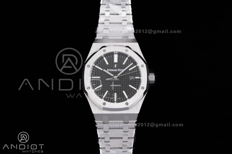 Royal Oak 41mm 15400 SS APSF 1:1 Best Edition Black Textured Dial on SS Bracelet SA3120 Super Clone V3