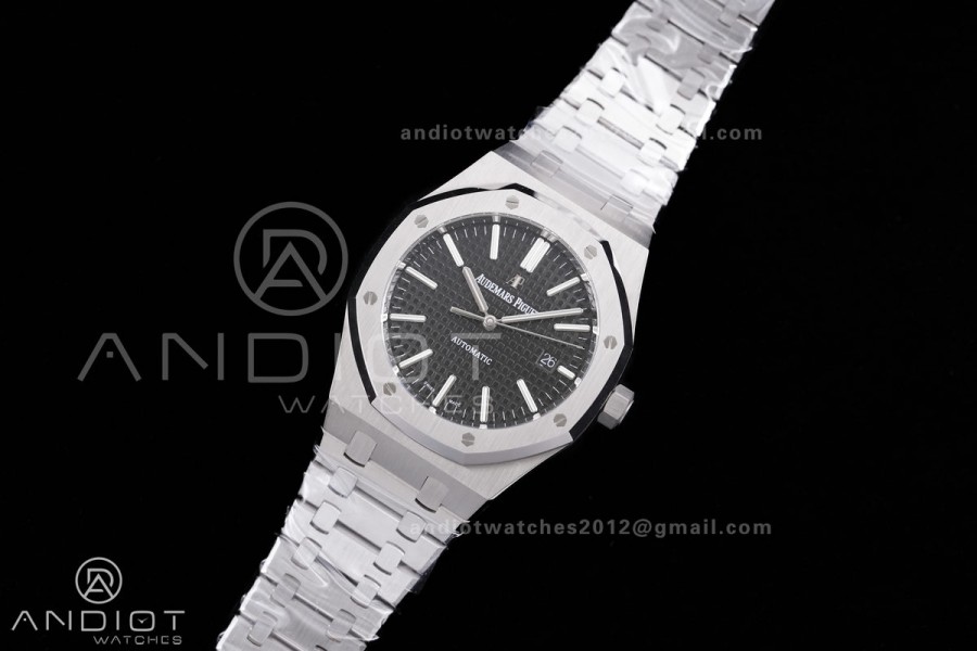 Royal Oak 41mm 15400 SS APSF 1:1 Best Edition Black Textured Dial on SS Bracelet SA3120 Super Clone V3