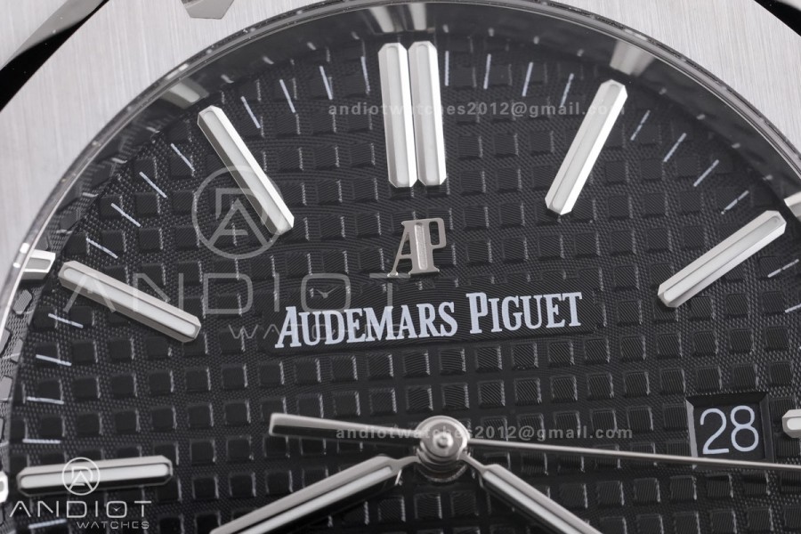 Royal Oak 41mm 15400 SS APSF 1:1 Best Edition Black Textured Dial on SS Bracelet SA3120 Super Clone V3