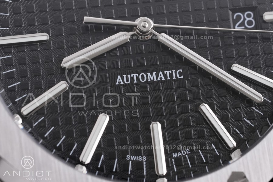 Royal Oak 41mm 15400 SS APSF 1:1 Best Edition Black Textured Dial on SS Bracelet SA3120 Super Clone V3
