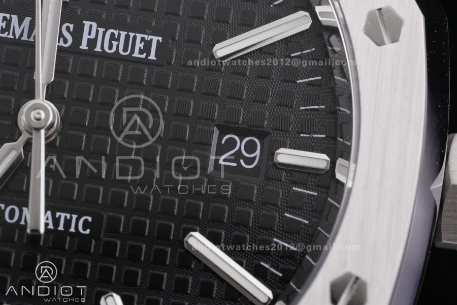 Royal Oak 41mm 15400 SS APSF 1:1 Best Edition Black Textured Dial on SS Bracelet SA3120 Super Clone V3