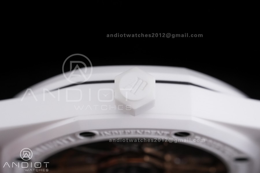 Royal Oak 15500 White Ceramic APSF 1:1 Best Edition Takashi Murakami SA4302 Super Clone