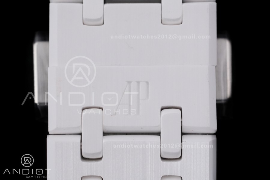 Royal Oak 15500 White Ceramic APSF 1:1 Best Edition Takashi Murakami SA4302 Super Clone