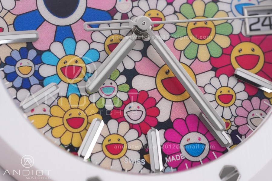 Royal Oak 15500 White Ceramic APSF 1:1 Best Edition Takashi Murakami SA4302 Super Clone