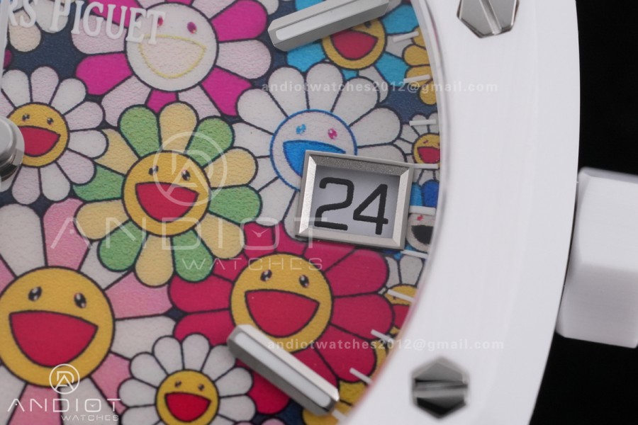 Royal Oak 15500 White Ceramic APSF 1:1 Best Edition Takashi Murakami SA4302 Super Clone