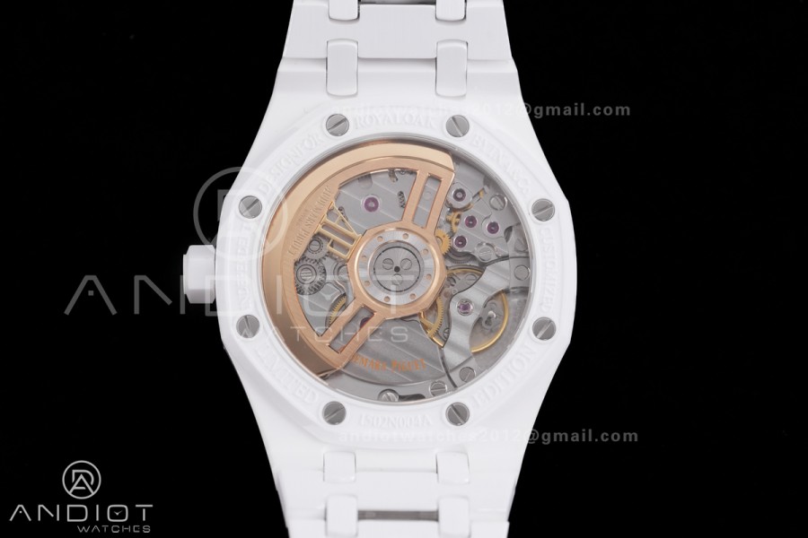 Royal Oak 15500 White Ceramic APSF 1:1 Best Edition Takashi Murakami SA4302 Super Clone