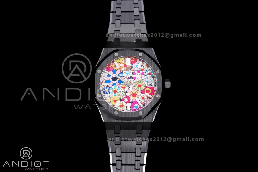 Royal Oak 15500 Black Ceramic APSF 1:1 Best Edition Takashi Murakami SA4302 Super Clone