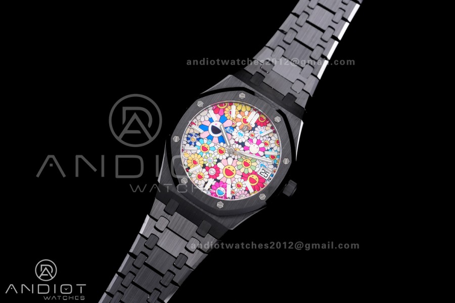 Royal Oak 15500 Black Ceramic APSF 1:1 Best Edition Takashi Murakami SA4302 Super Clone