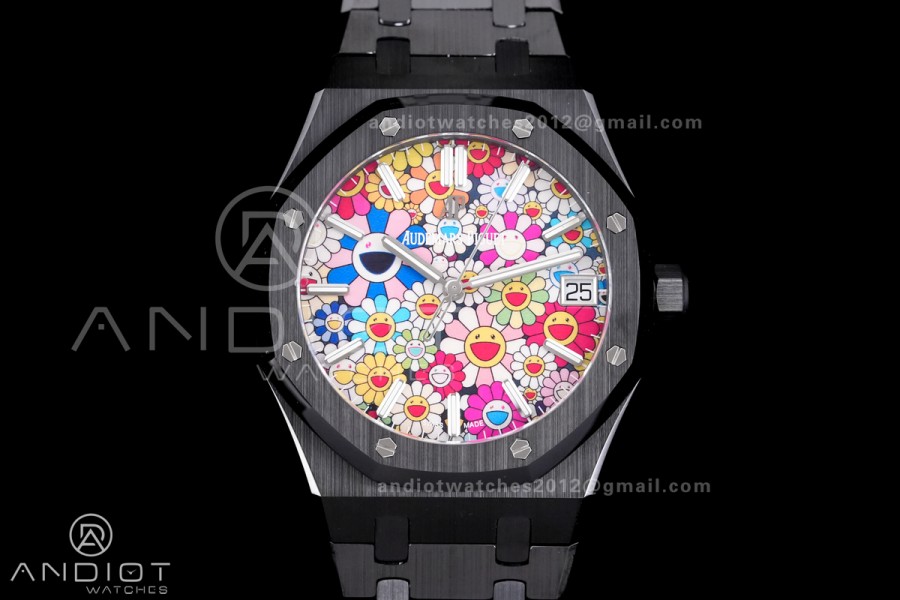 Royal Oak 15500 Black Ceramic APSF 1:1 Best Edition Takashi Murakami SA4302 Super Clone