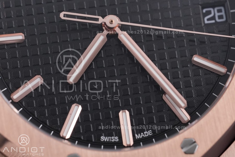Royal Oak 15500 RG APSF 1:1 Best Edition Black Dial on RG Bracelet SA4302 Super Clone V2