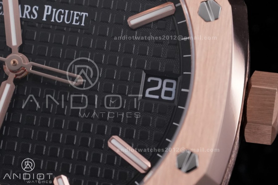 Royal Oak 15500 RG APSF 1:1 Best Edition Black Dial on RG Bracelet SA4302 Super Clone V2