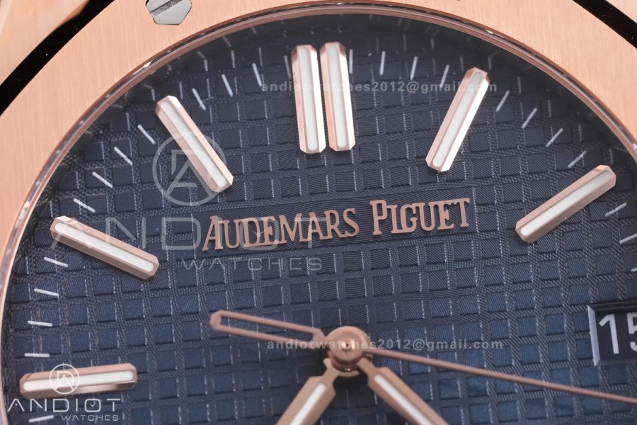 Royal Oak 15510 RG APSF 1:1 Best Edition Blue Dial on RG Bracelet SA4302 Super Clone V2