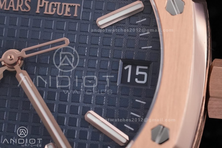 Royal Oak 15510 RG APSF 1:1 Best Edition Blue Dial on RG Bracelet SA4302 Super Clone V2